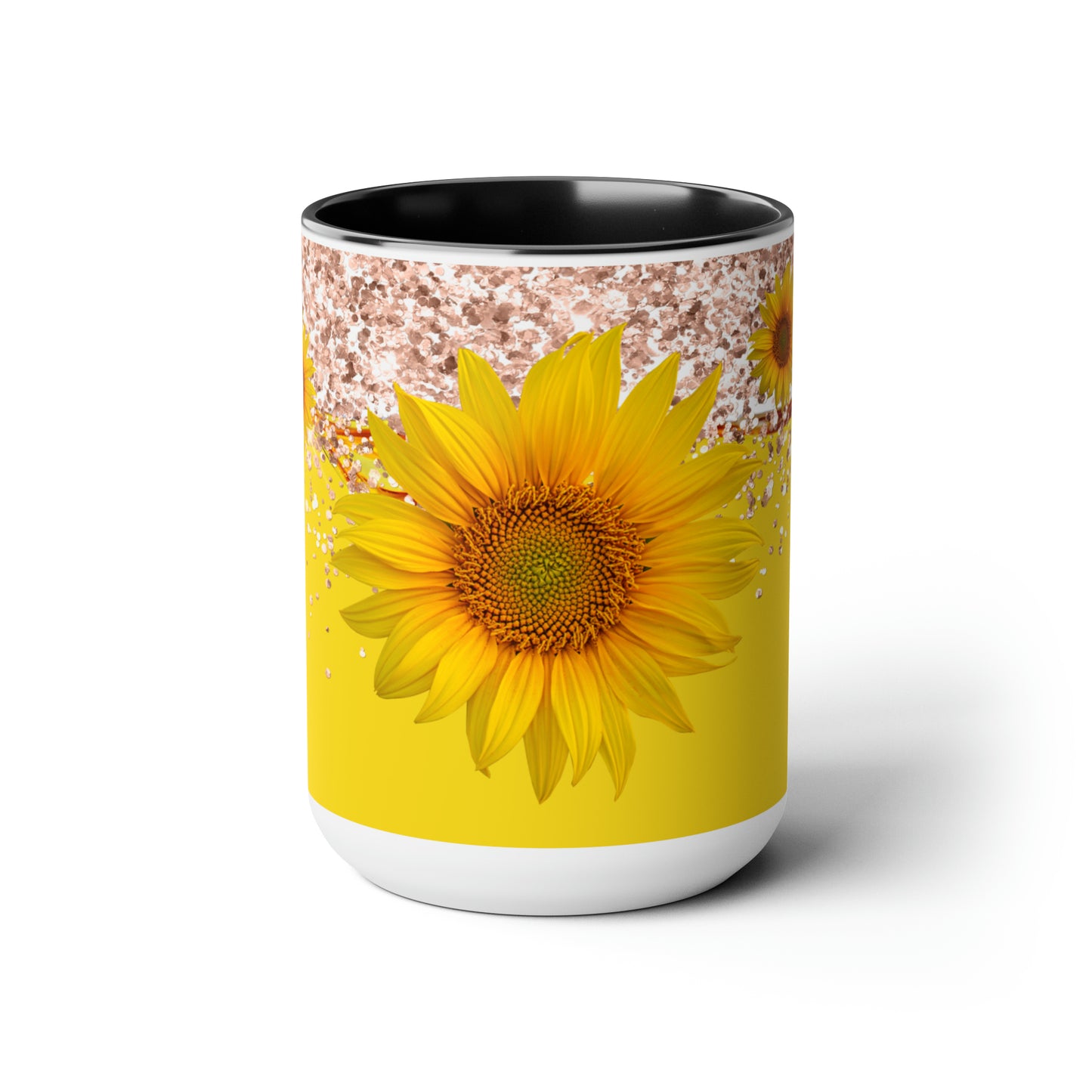 Sunflower Two-Tone Coffee Mugs, 15oz