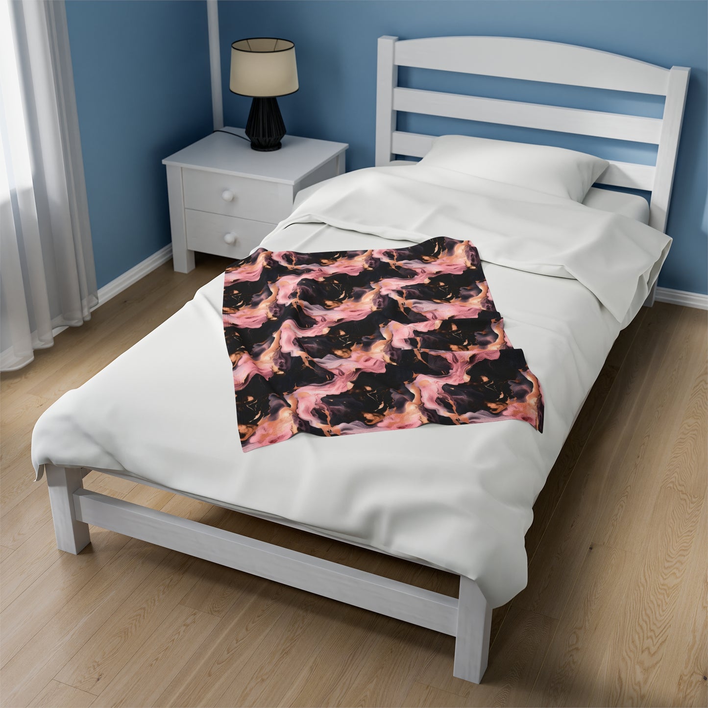 Pink & Black Marble Velveteen Plush Blanket