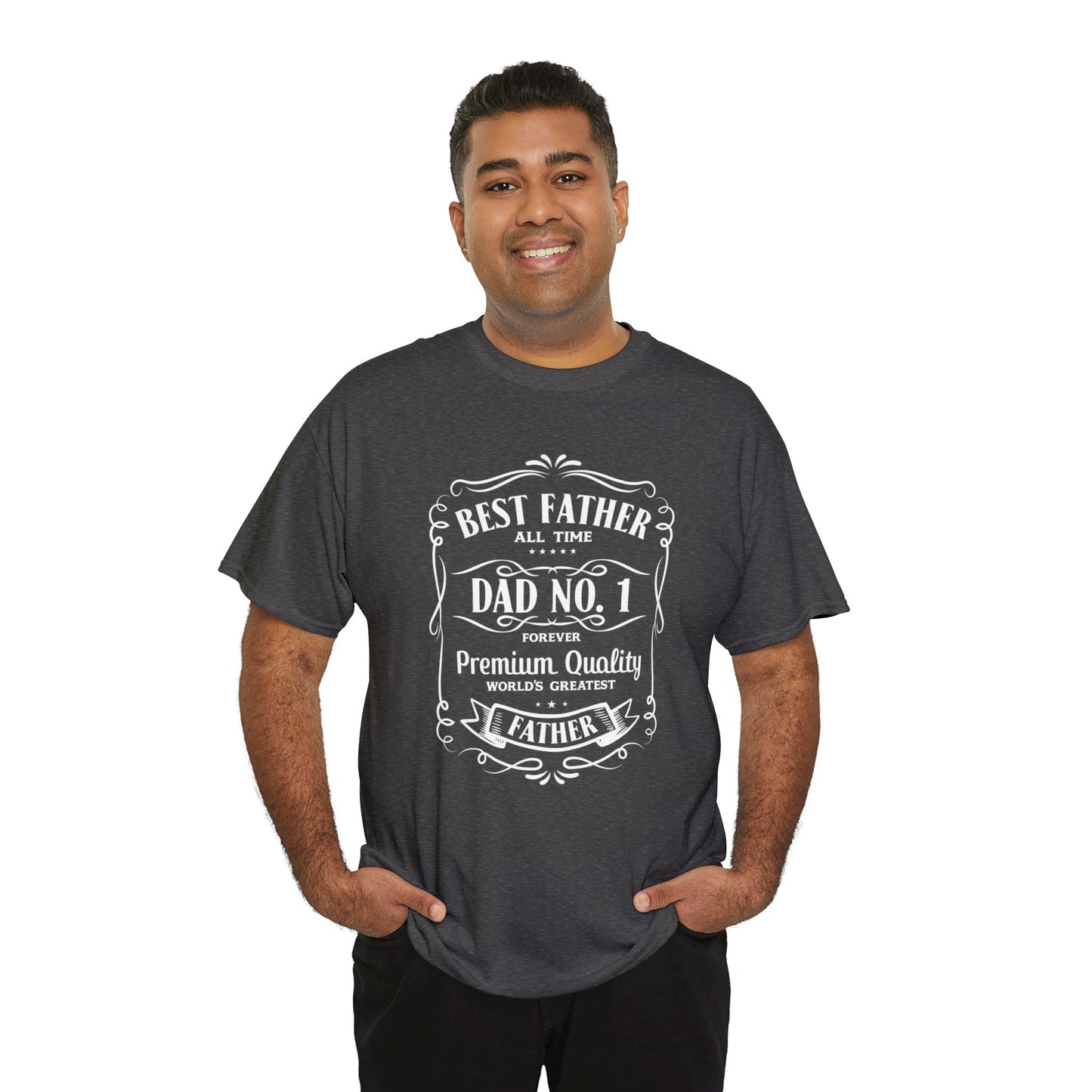 Best Father NO.1 whiskey label design Unisex Heavy Cotton Tee