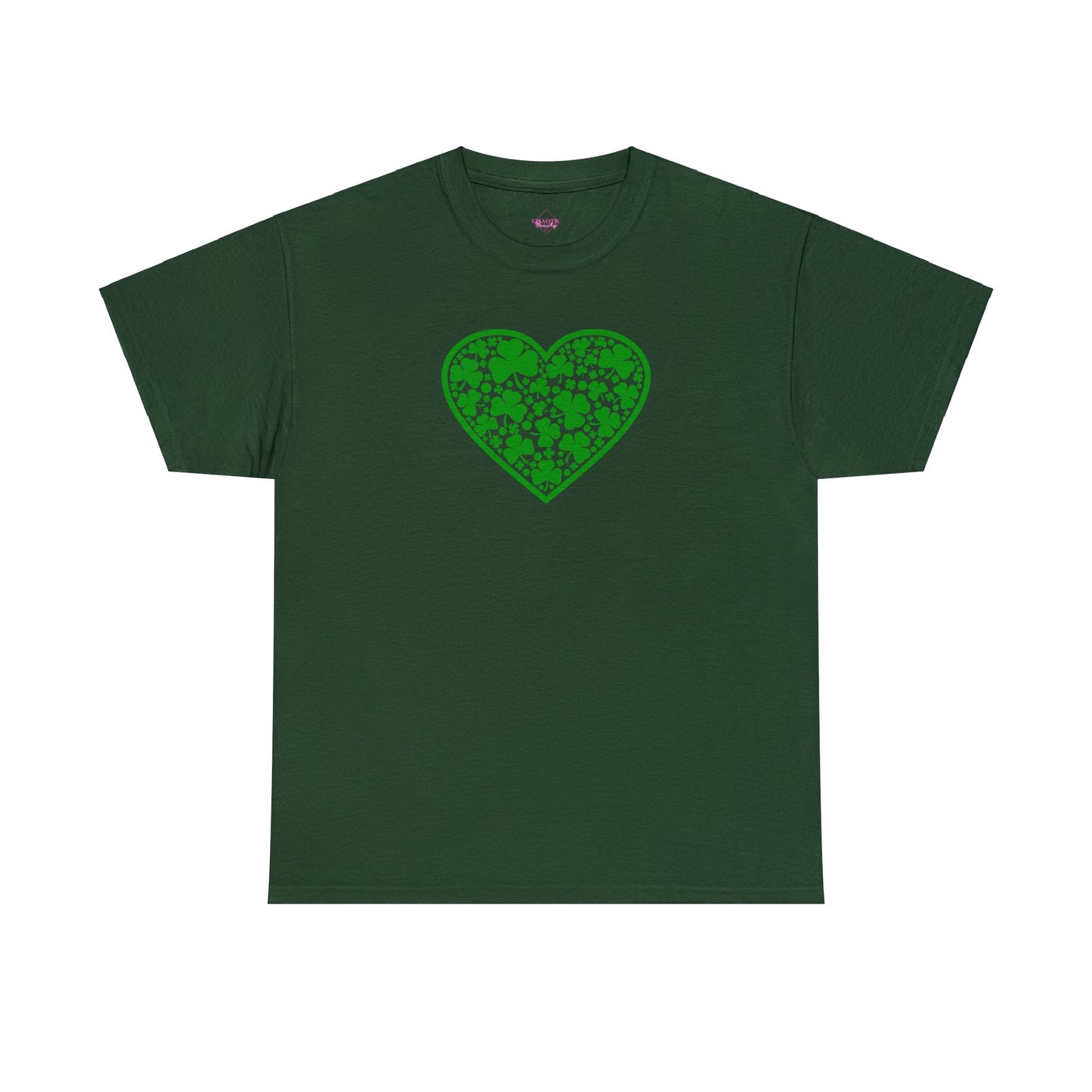 St. Patricks Day Clover Heart Unisex Heavy Cotton Tee