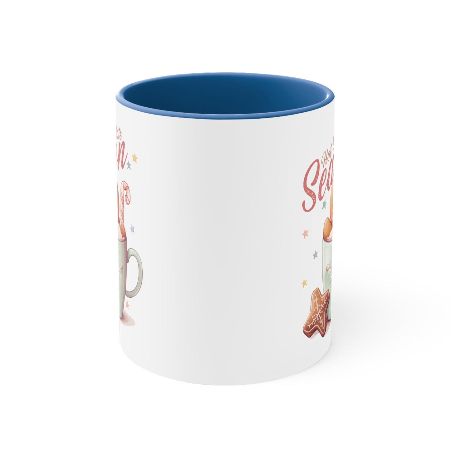 Hot Chocolate Season Pink Accent Coffee Mug Dual Image, 11oz
