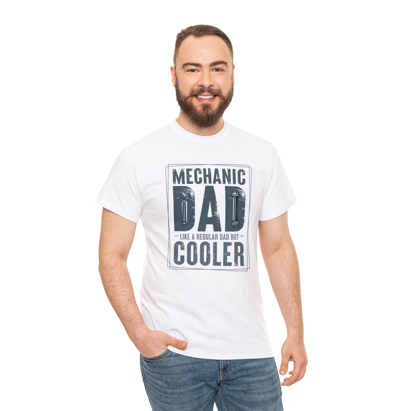 Mechanic Dad Like a Regular Dad But Cooler Unisex Heavy Cotton Tee