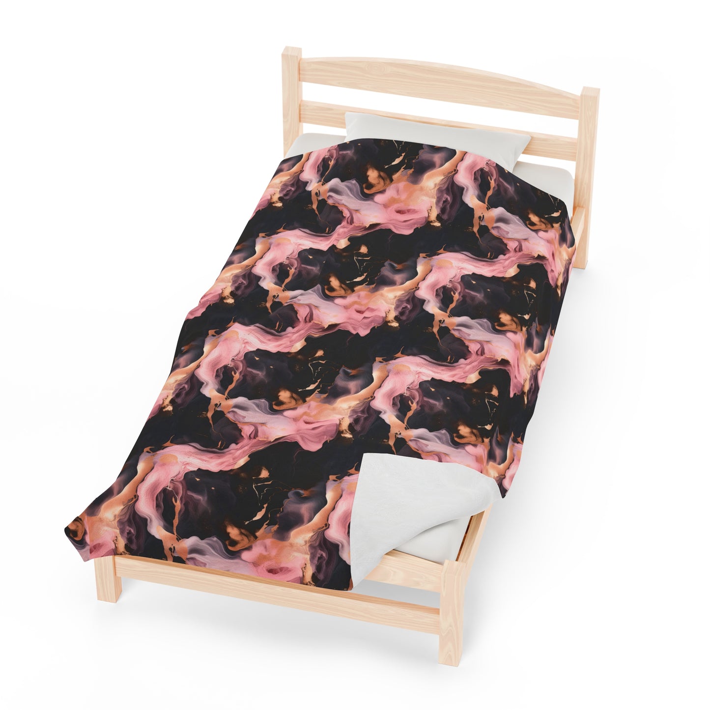 Pink & Black Marble Velveteen Plush Blanket