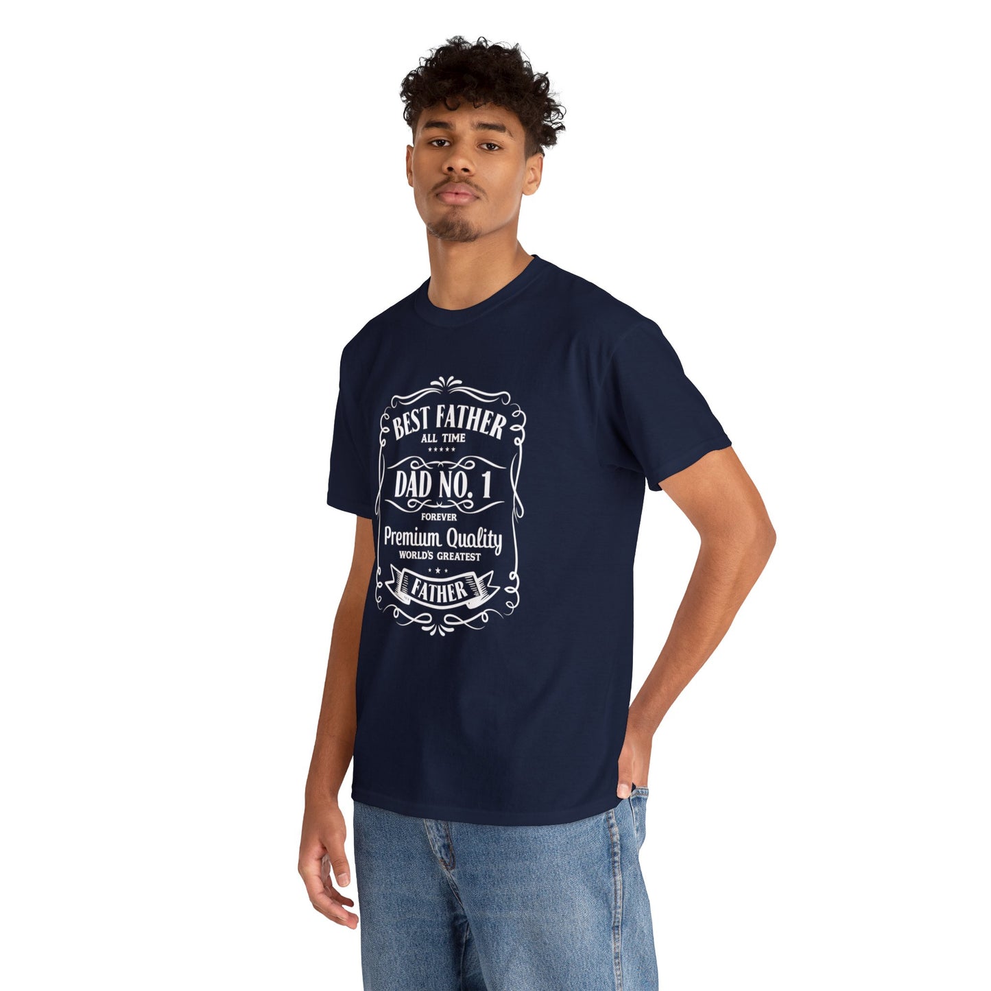 Best Father NO.1 whiskey label design Unisex Heavy Cotton Tee