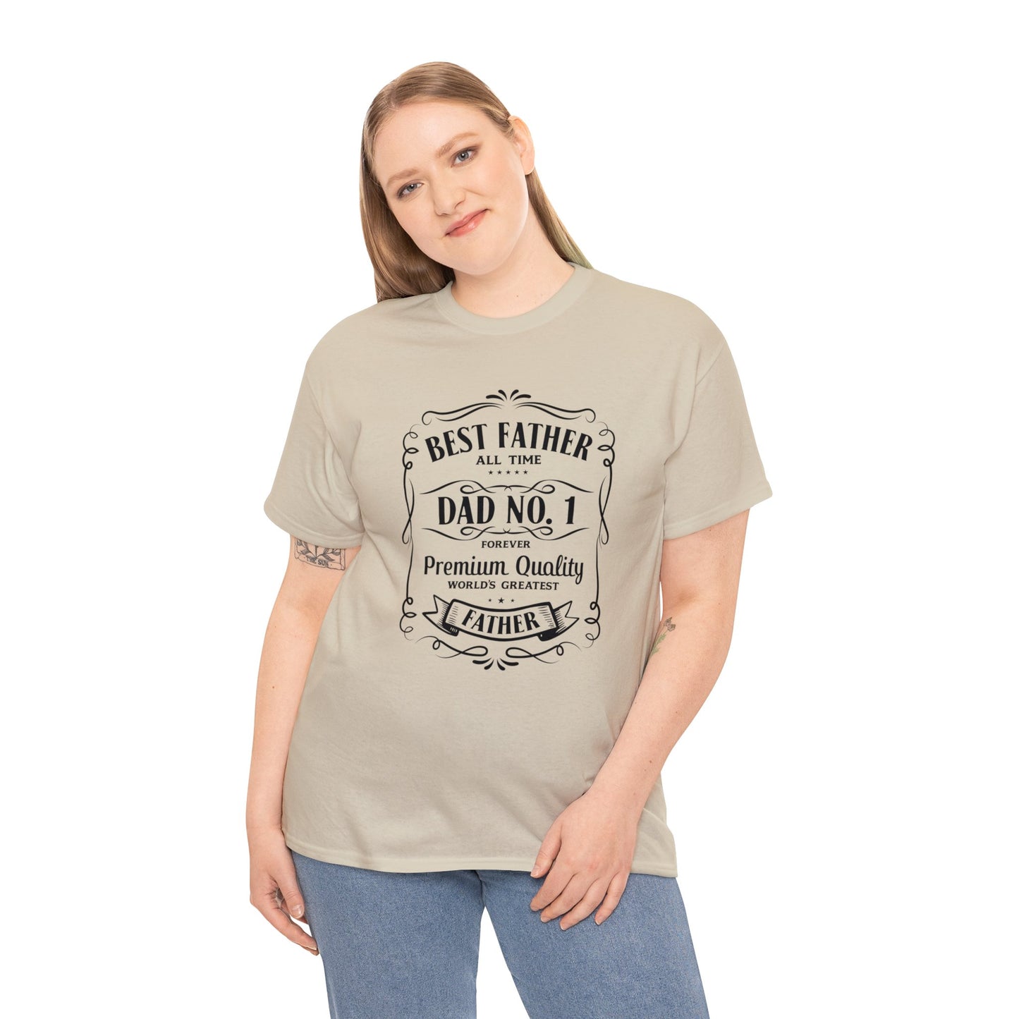 Best Father NO.1 whiskey label design Unisex Heavy Cotton Tee