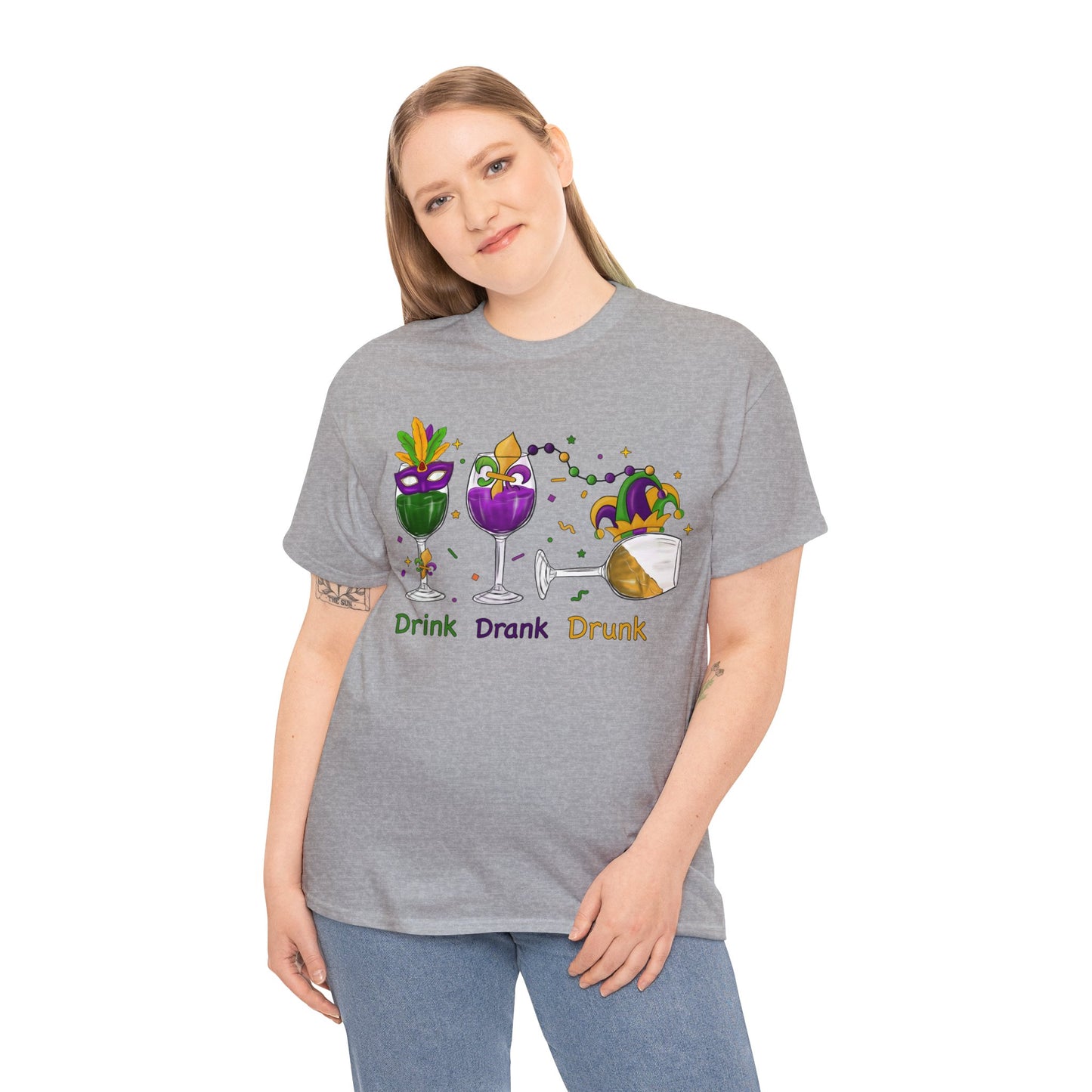 Mardi Gras Drink Drank Drunk Unisex Heavy Cotton Tee