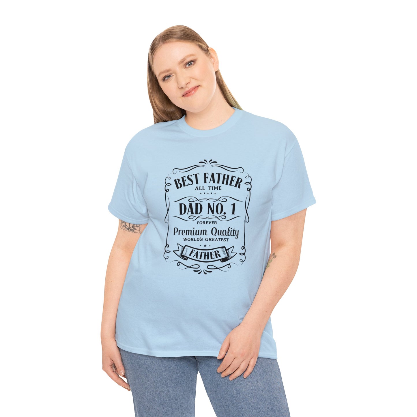 Best Father NO.1 whiskey label design Unisex Heavy Cotton Tee