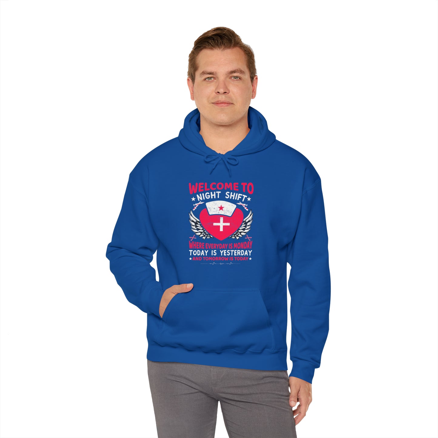 Welcome to the Nightshift Nurse Unisex Heavy Blend™ Hooded Sweatshirt