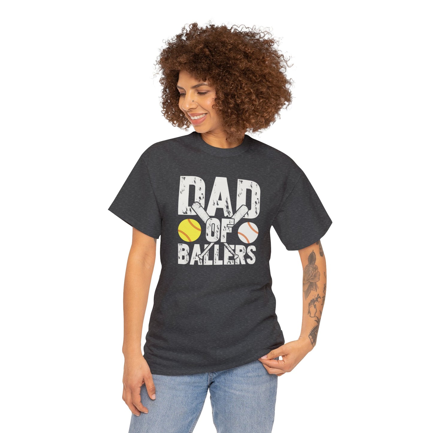 Dad of Ballers baseball shirt Unisex Heavy Cotton Tee