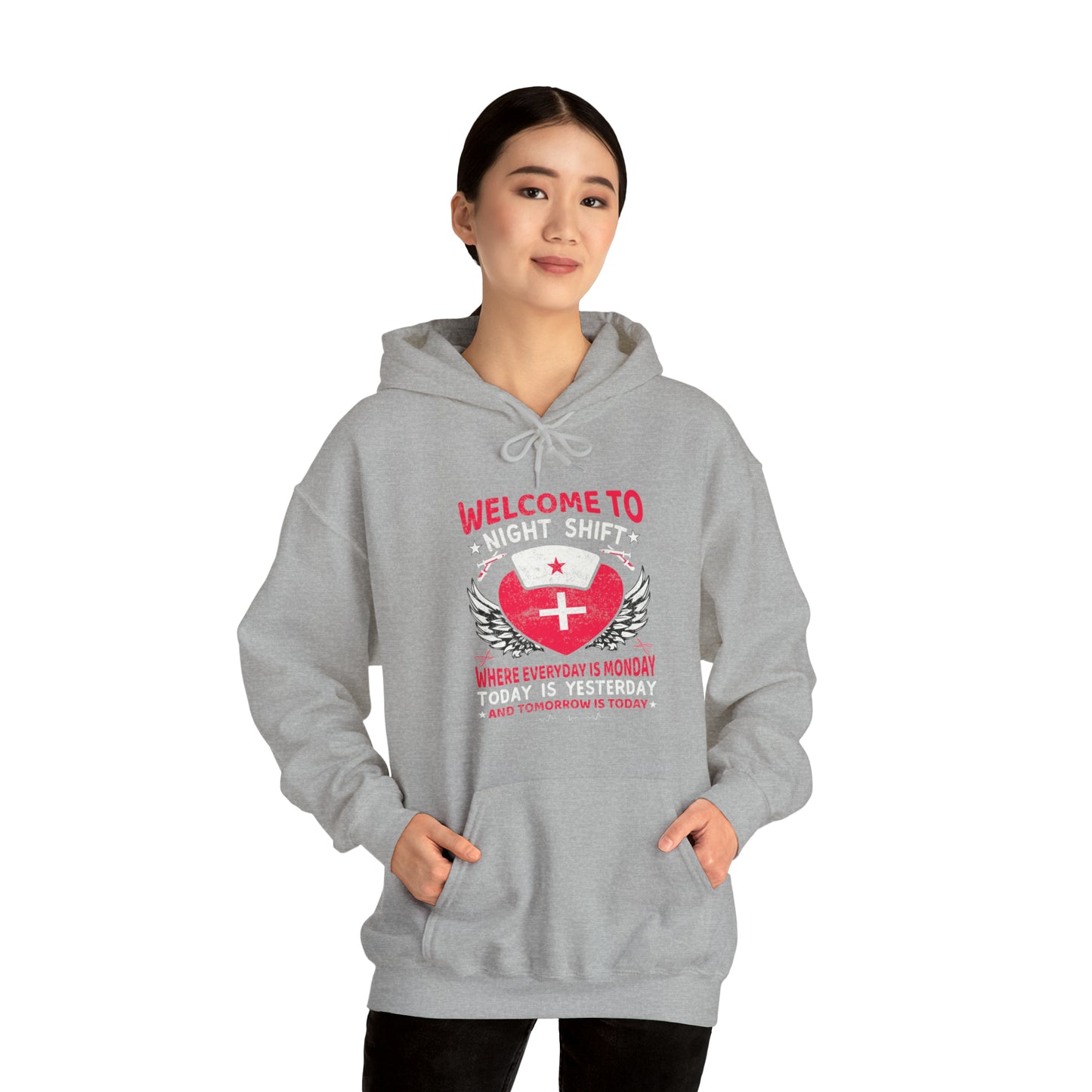 Welcome to the Nightshift Nurse Unisex Heavy Blend™ Hooded Sweatshirt