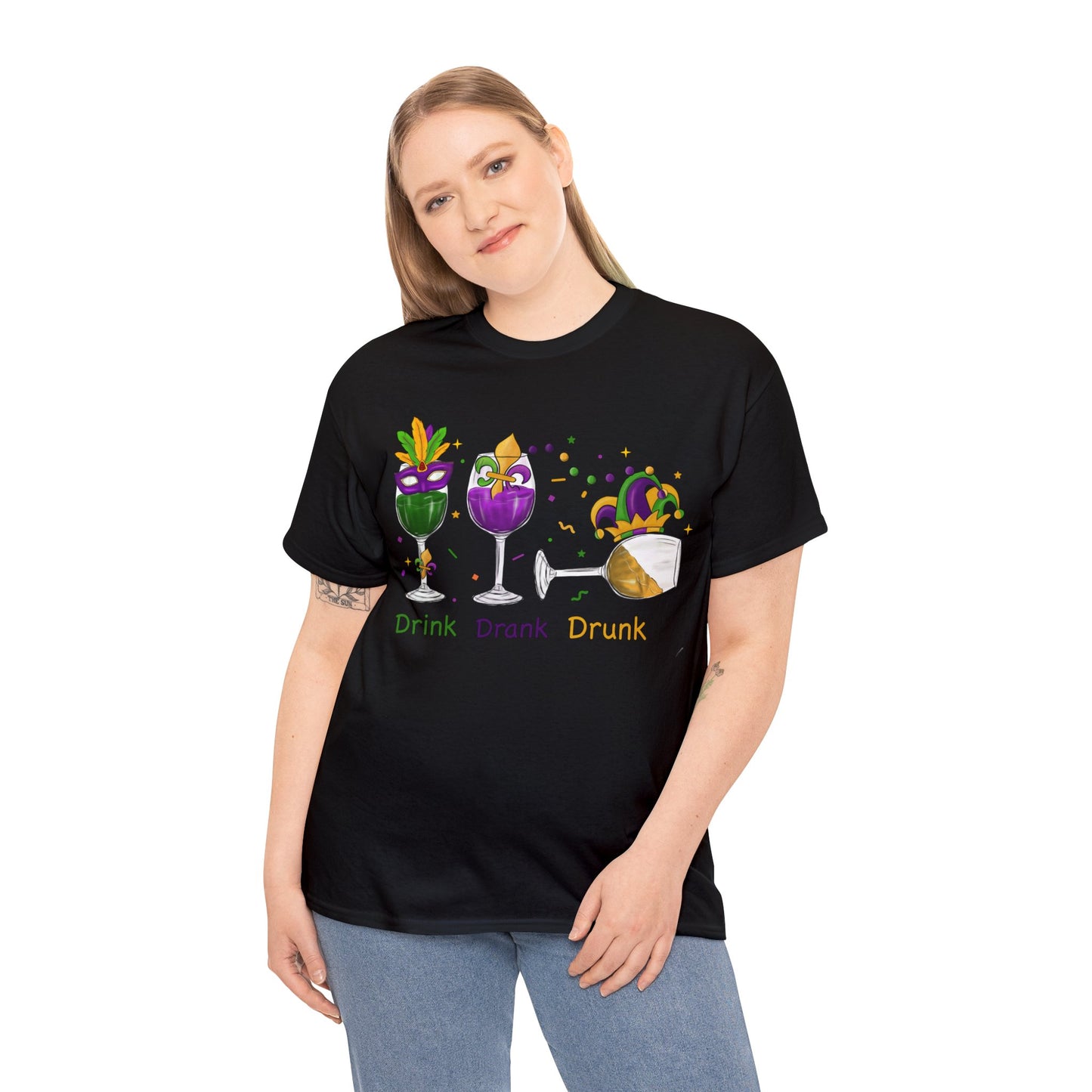 Mardi Gras Drink Drank Drunk Unisex Heavy Cotton Tee