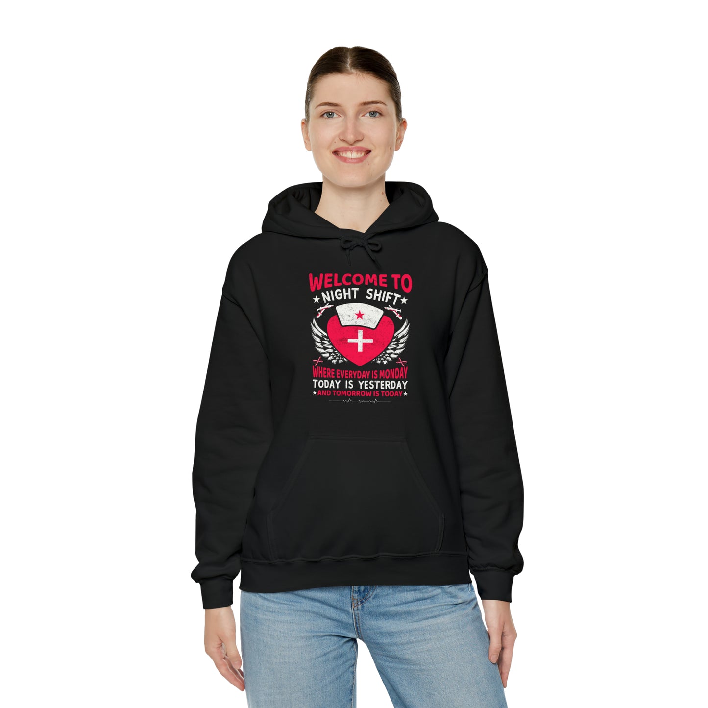 Welcome to the Nightshift Nurse Unisex Heavy Blend™ Hooded Sweatshirt