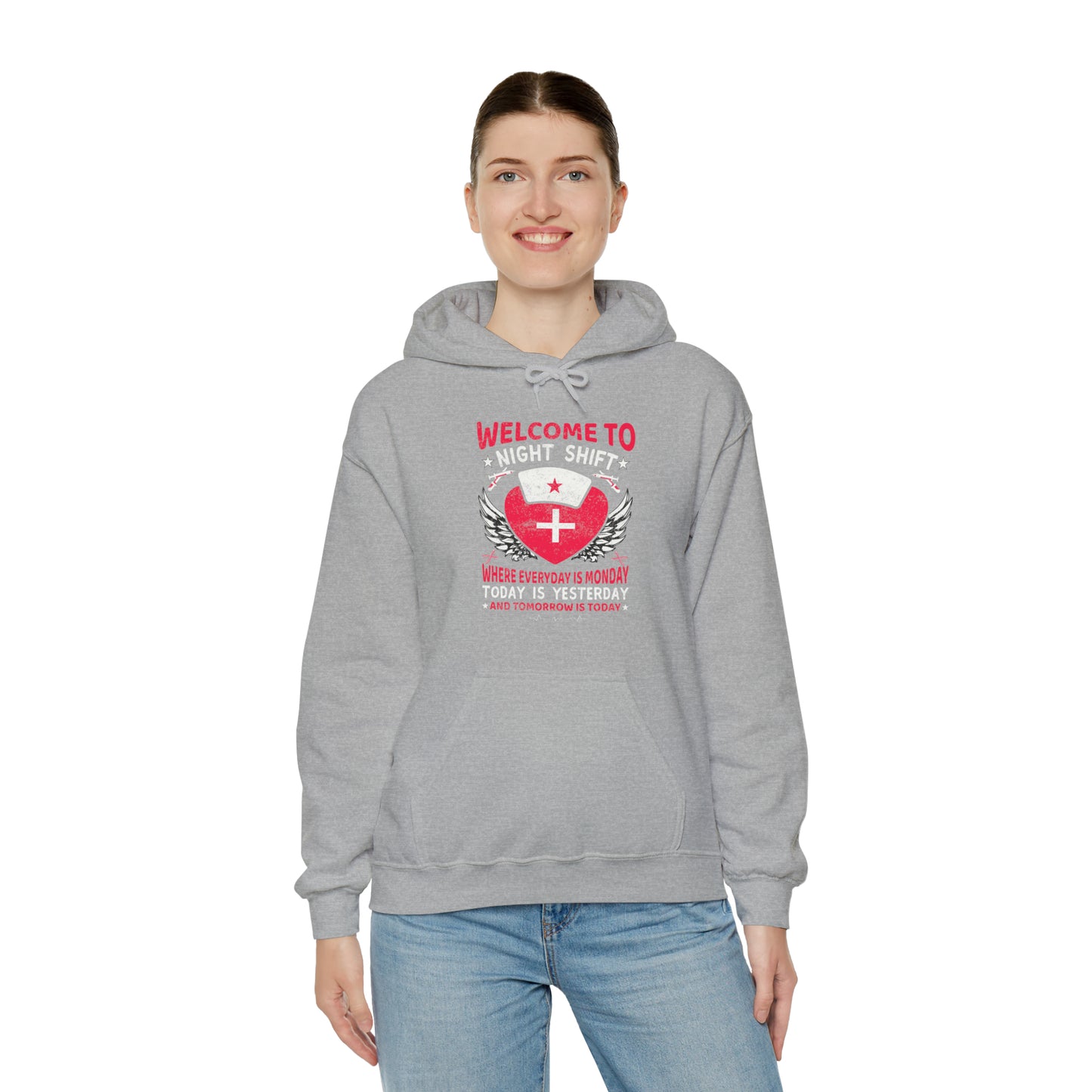 Welcome to the Nightshift Nurse Unisex Heavy Blend™ Hooded Sweatshirt