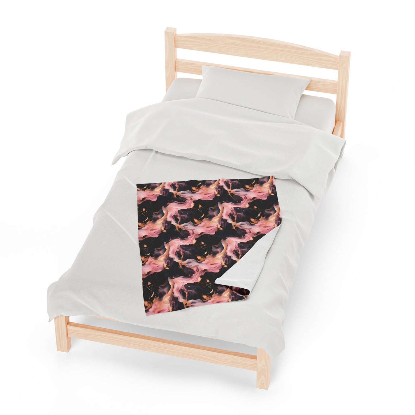 Pink & Black Marble Velveteen Plush Blanket
