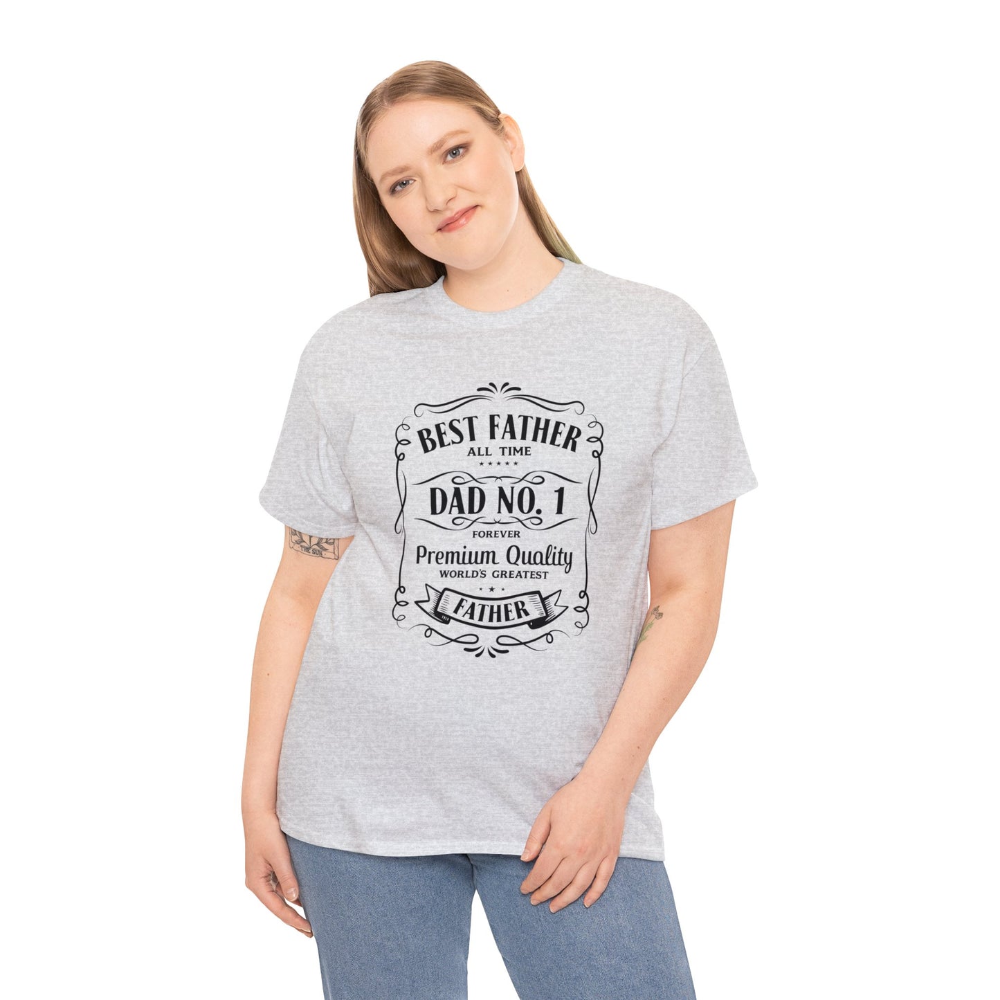 Best Father NO.1 whiskey label design Unisex Heavy Cotton Tee