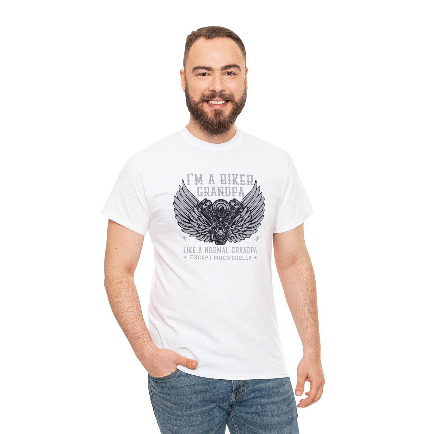 Im a Biker Grandpa LIke a Normal Grandpa Except Much Cooler Unisex Heavy Cotton Tee