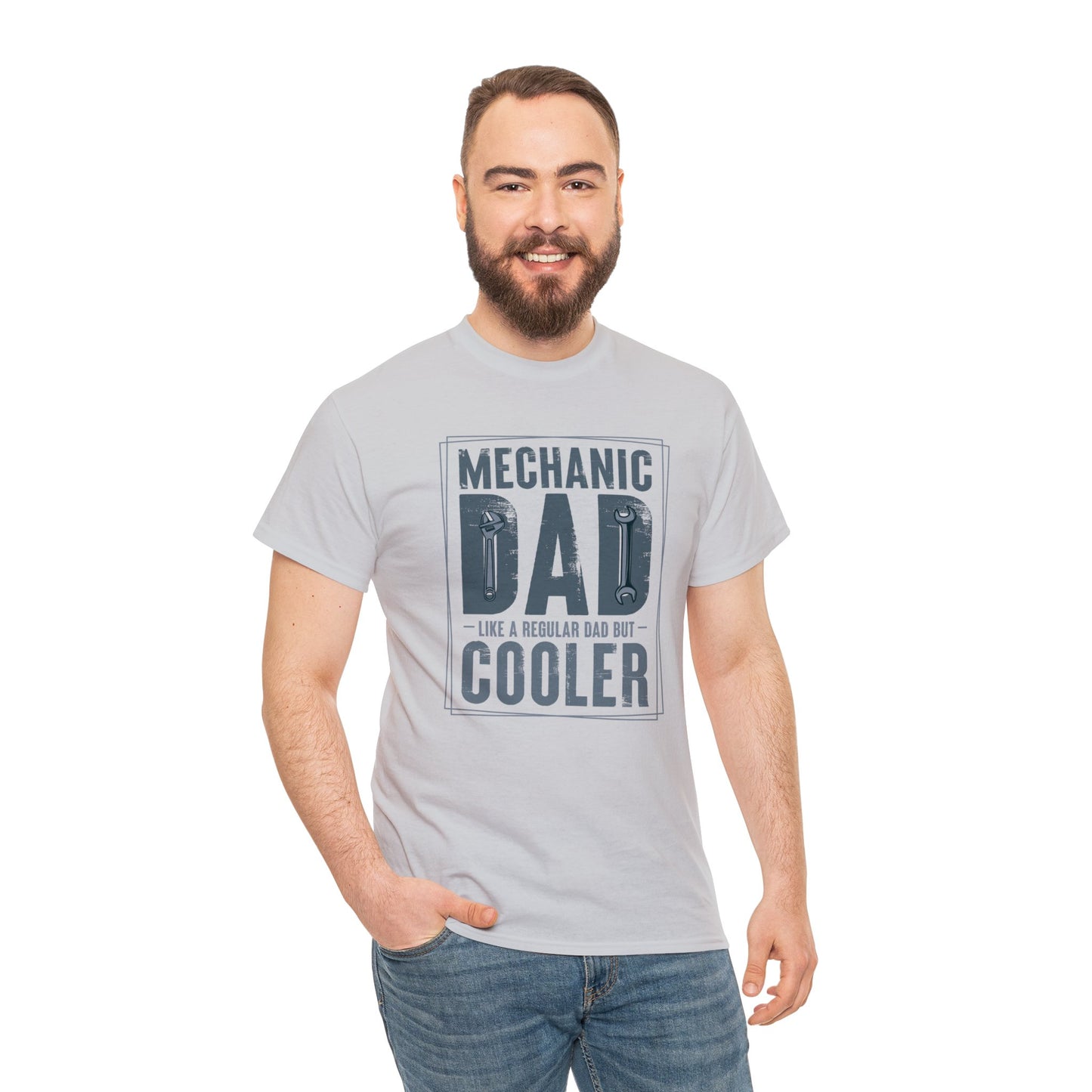 Mechanic Dad Like a Regular Dad But Cooler Unisex Heavy Cotton Tee