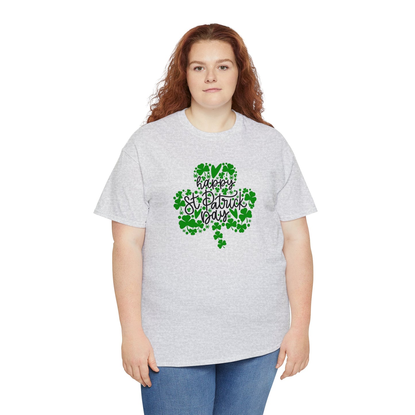 Happy St Patricks Day Clover Unisex Heavy Cotton Tee