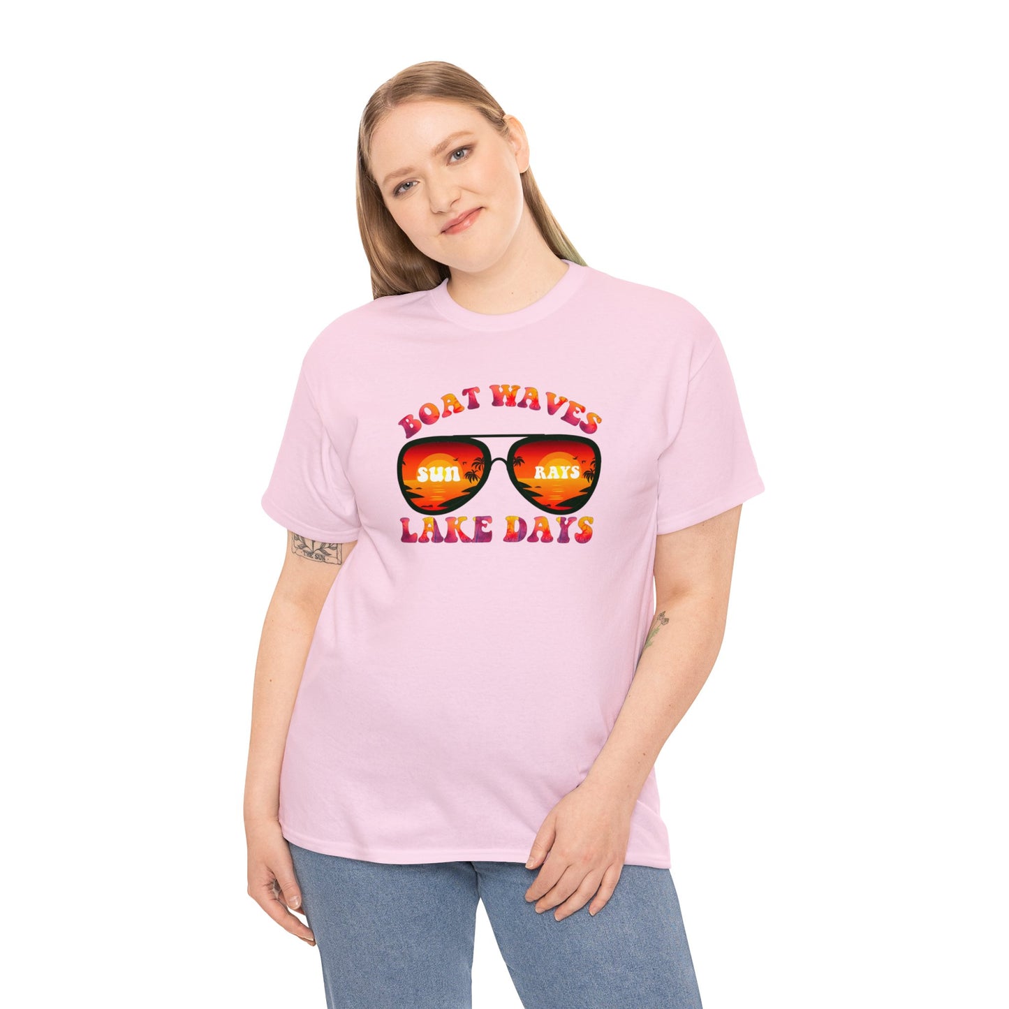 BEACH WAVES LAKE DAYS Unisex Heavy Cotton Tee