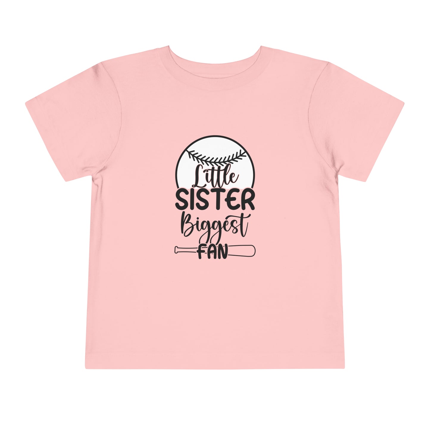 Little Sister Biggest Fan baseball Toddler Short Sleeve Tee