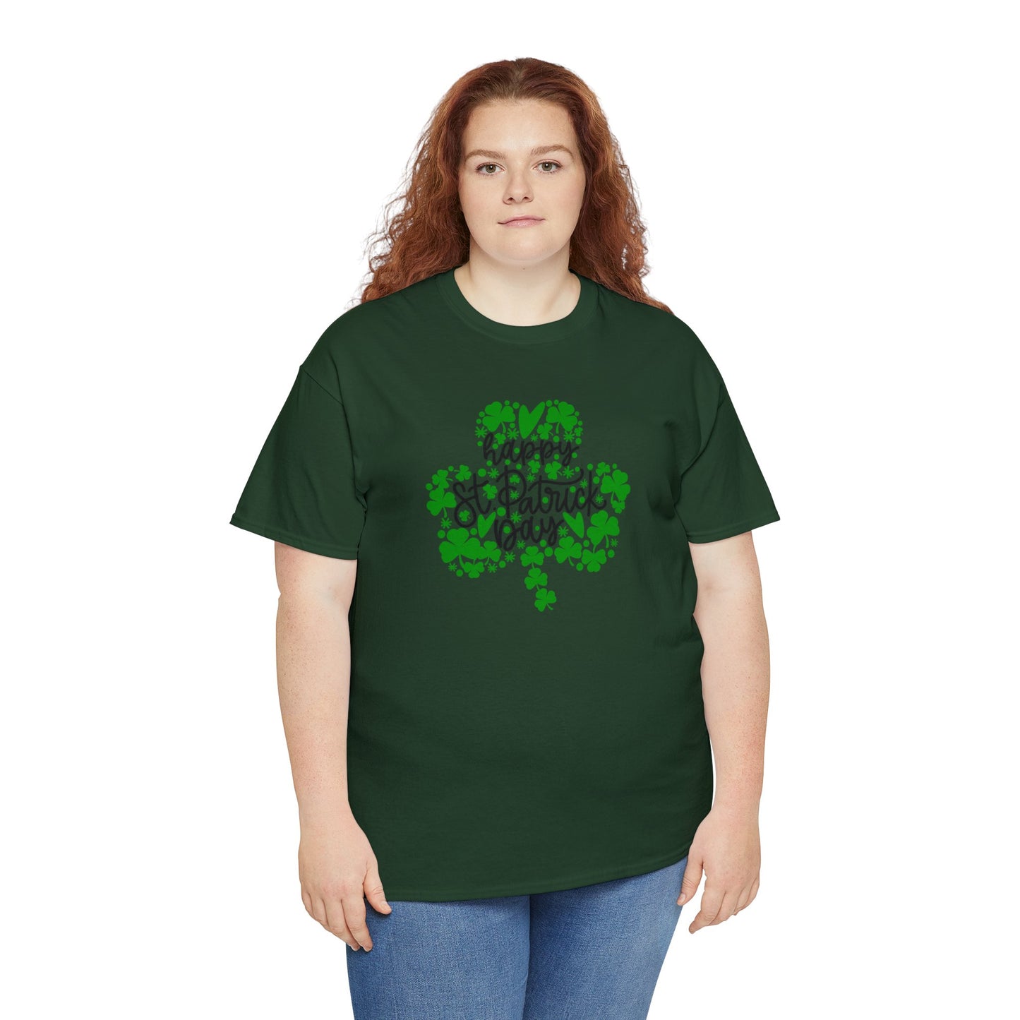Happy St Patricks Day Clover Unisex Heavy Cotton Tee