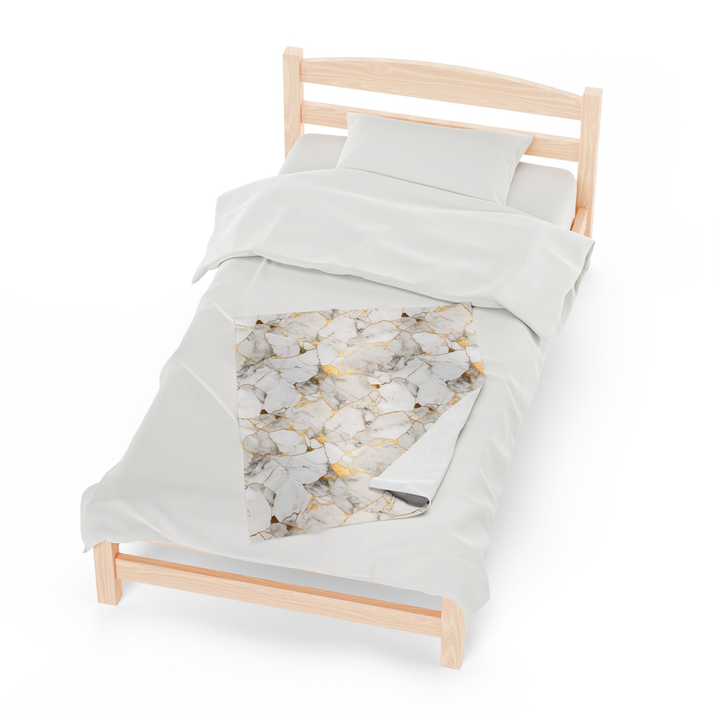 White & Gold Marble Velveteen Plush Blanket