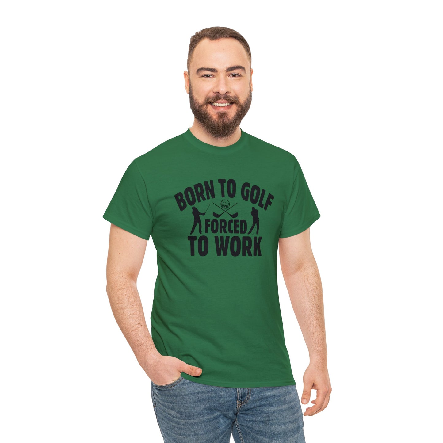 Born to Golf Forced to Work Unisex Heavy Cotton Tee