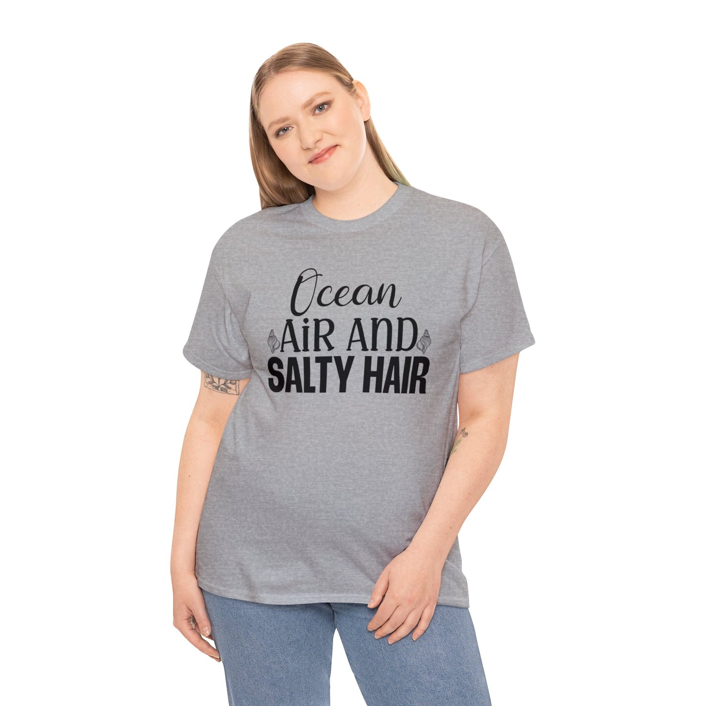 Ocean Air and Salty Hair Unisex Heavy Cotton Tee