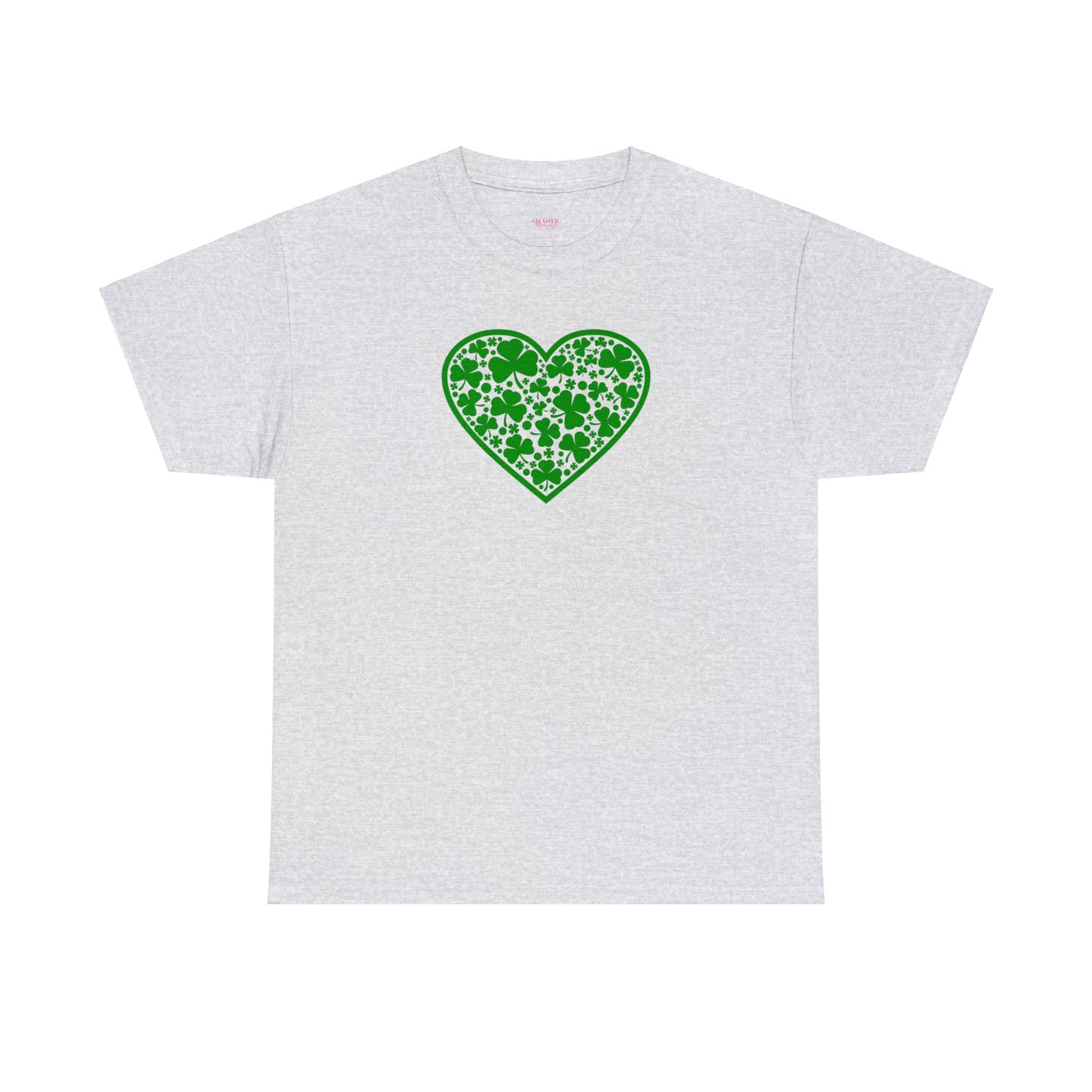 St. Patricks Day Clover Heart Unisex Heavy Cotton Tee