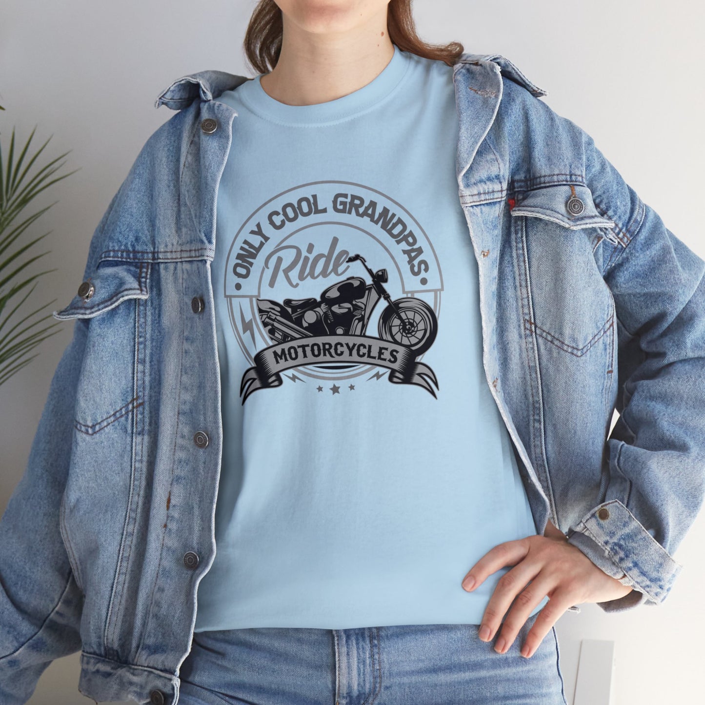 Only Cool Grandpas Ride Motorcycles Unisex Heavy Cotton Tee