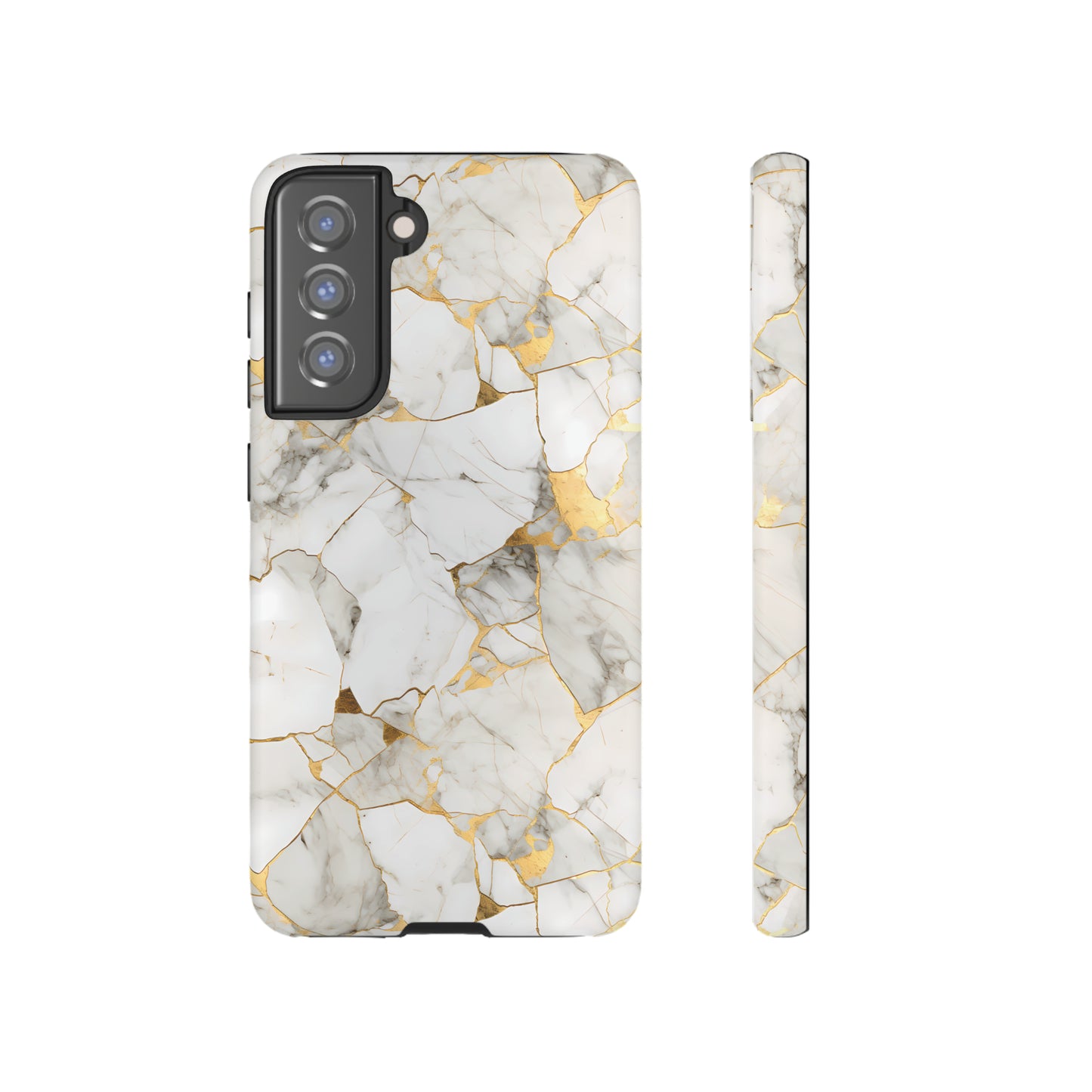 Gold & White Marble Tough Phone Cases