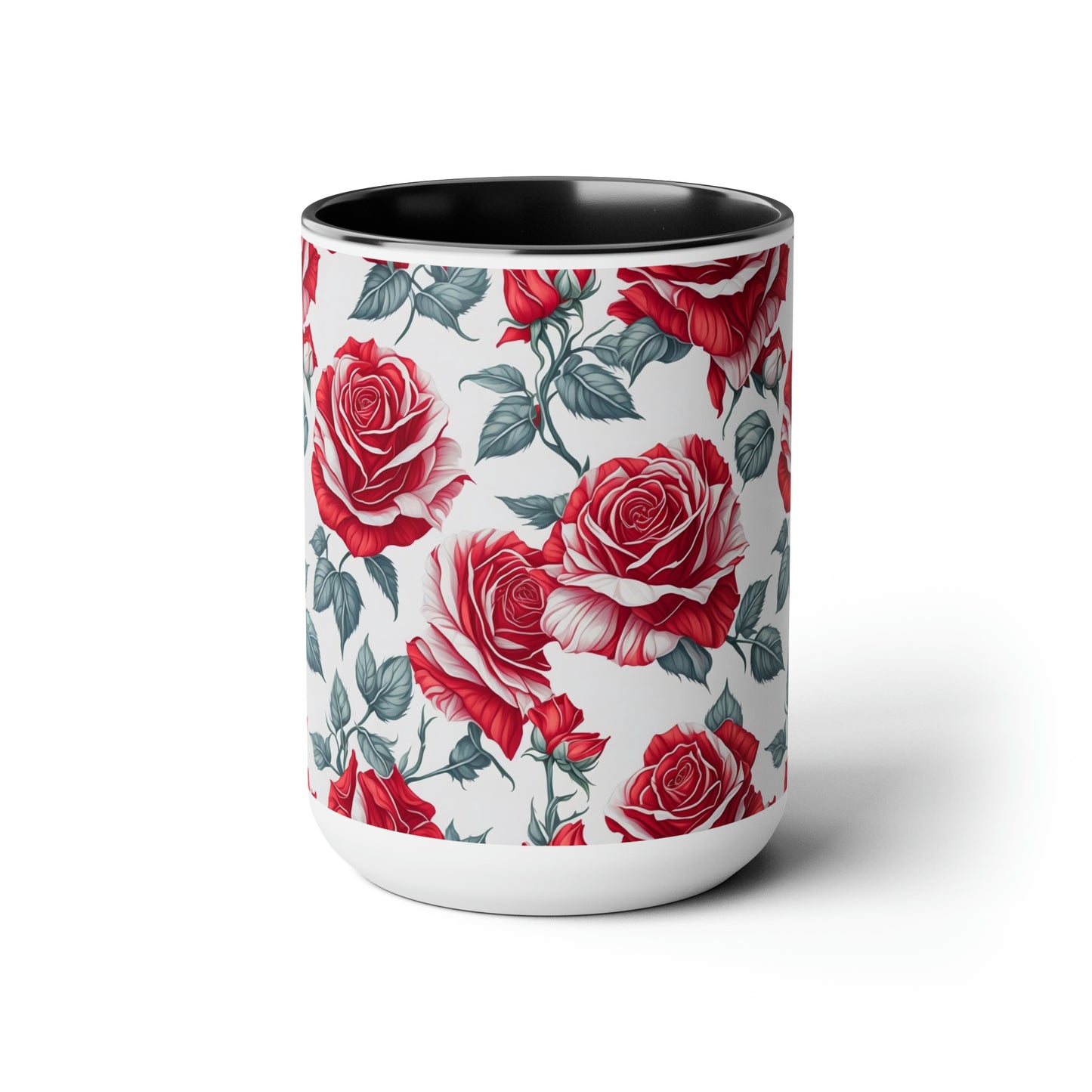 Roses Two-Tone Coffee Mugs, 15oz