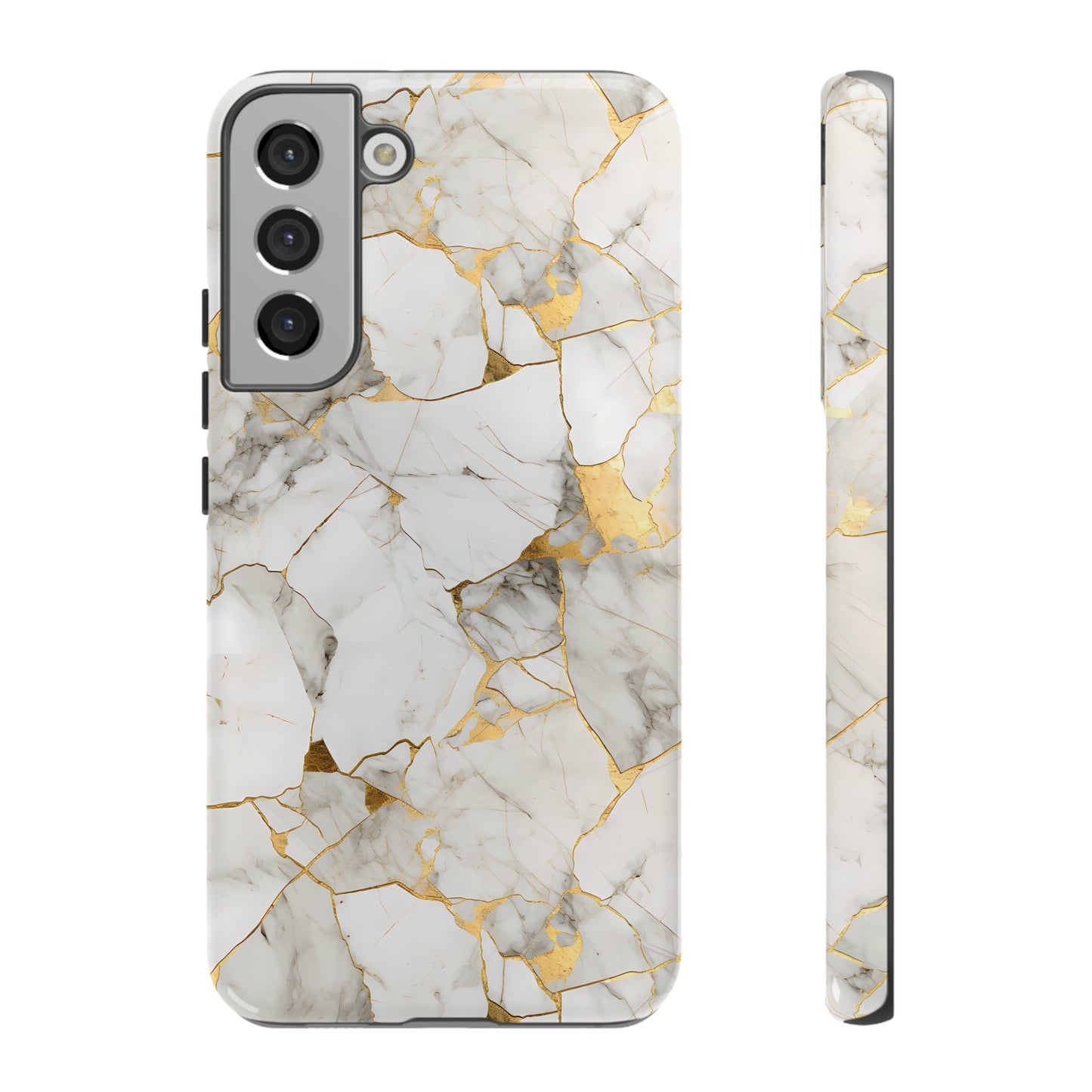 Gold & White Marble Tough Phone Cases
