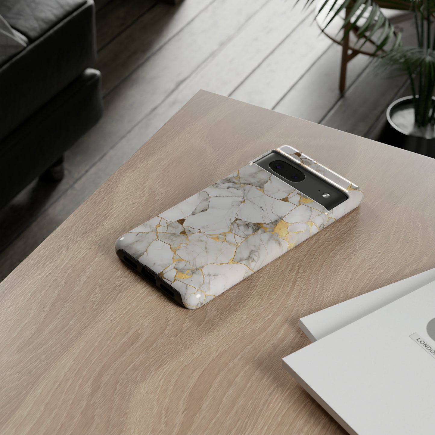Gold & White Marble Tough Phone Cases