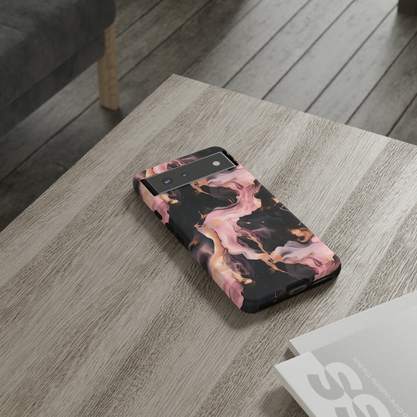 Black & Pink Marble  Tough Phone Cases