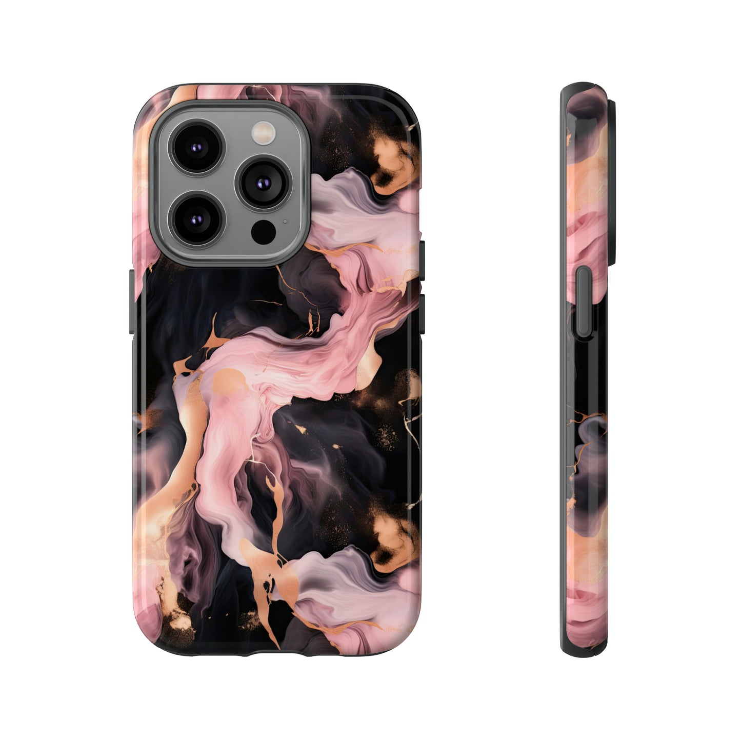 Black & Pink Marble  Tough Phone Cases