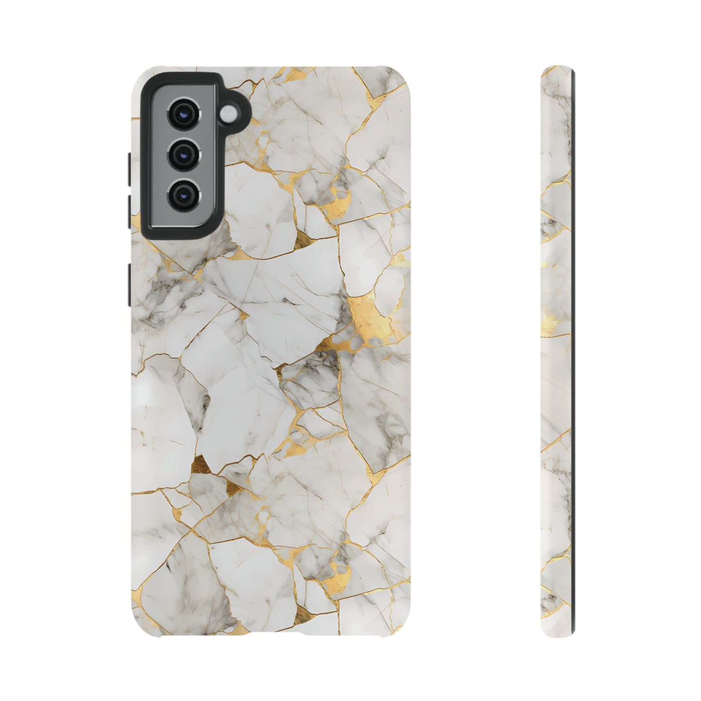 Gold & White Marble Tough Phone Cases
