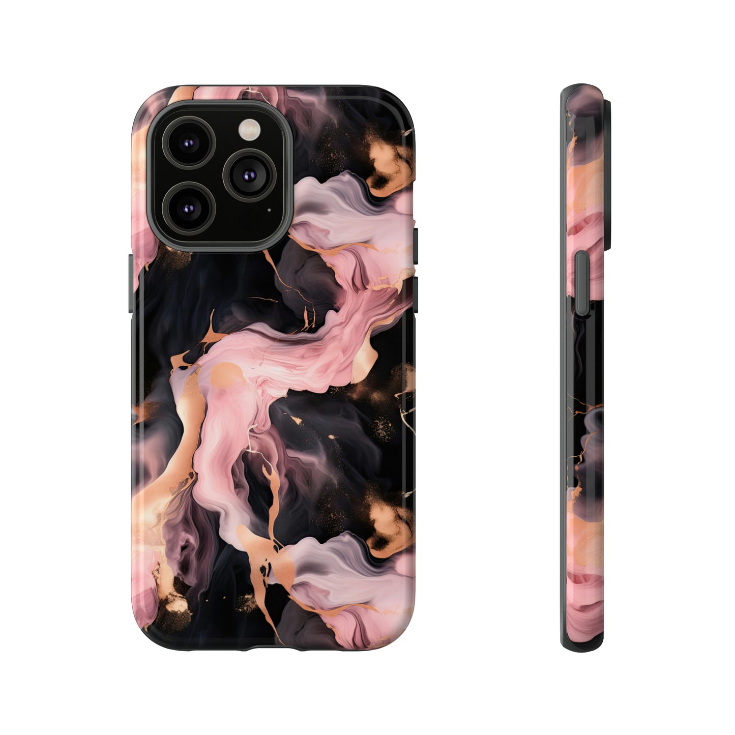 Black & Pink Marble  Tough Phone Cases