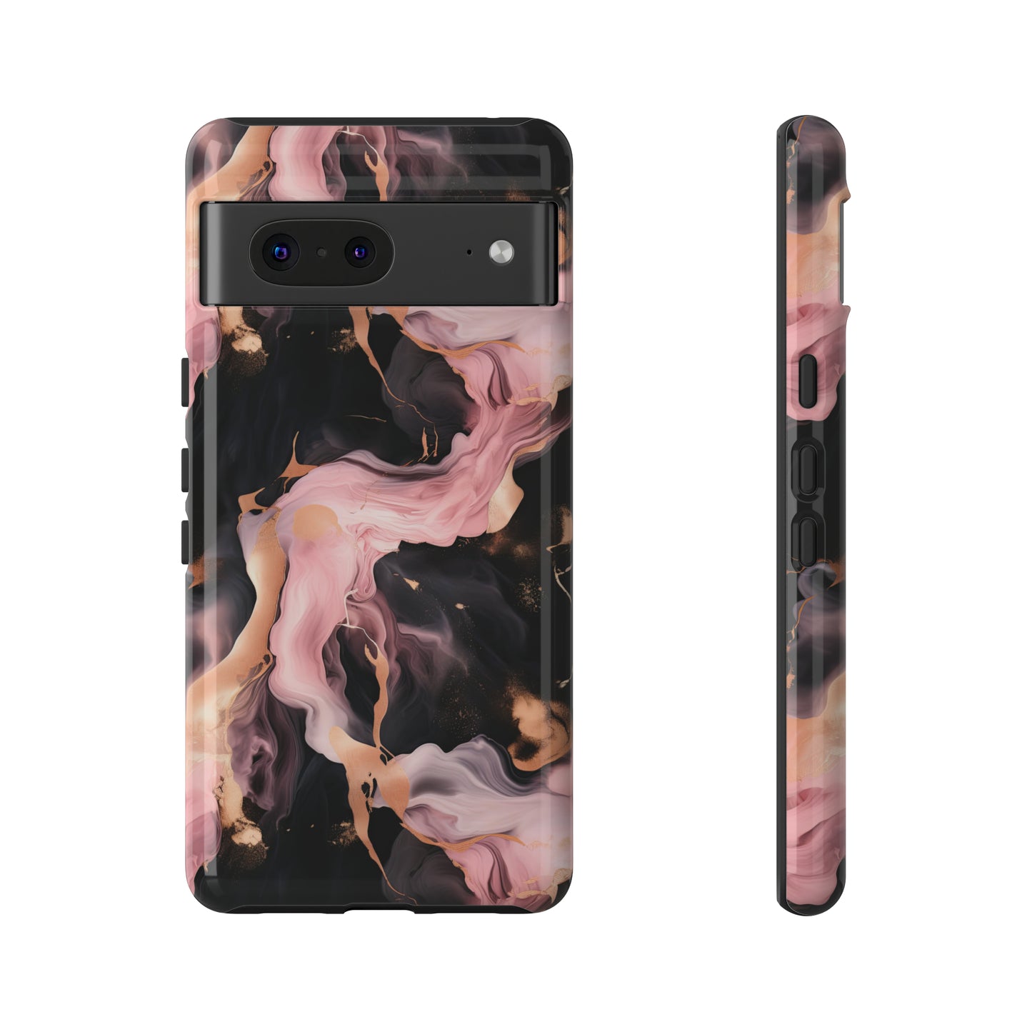 Black & Pink Marble  Tough Phone Cases