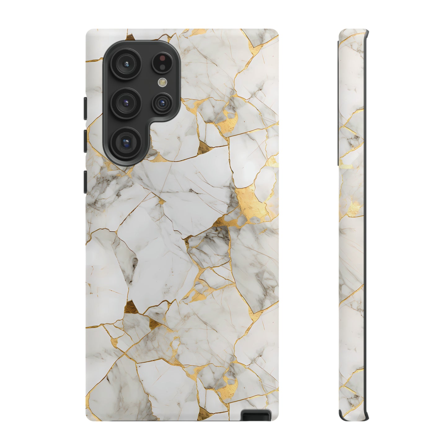 Gold & White Marble Tough Phone Cases