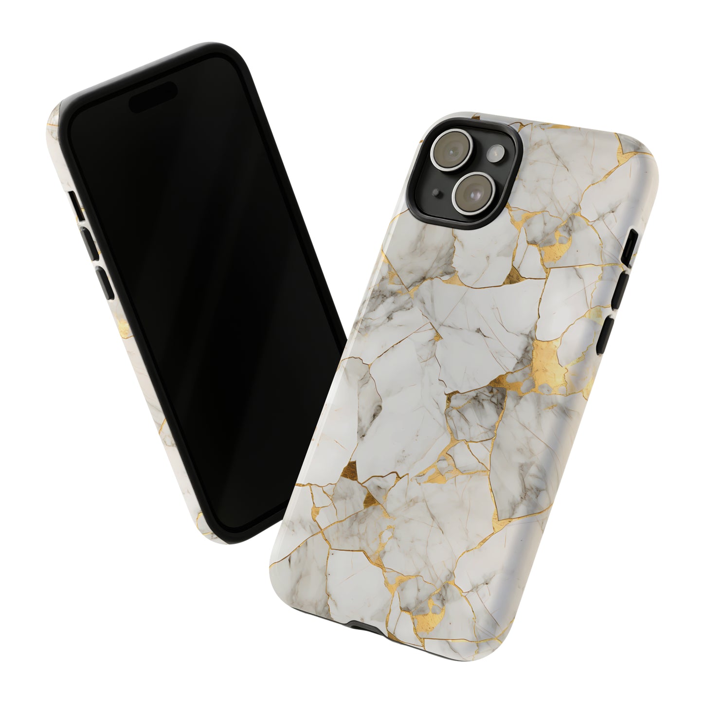 Gold & White Marble Tough Phone Cases