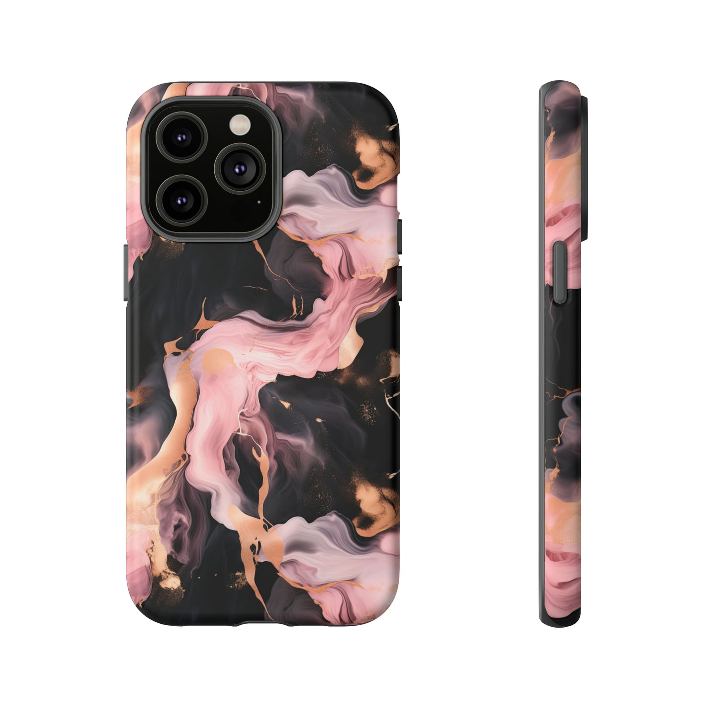 Black & Pink Marble  Tough Phone Cases