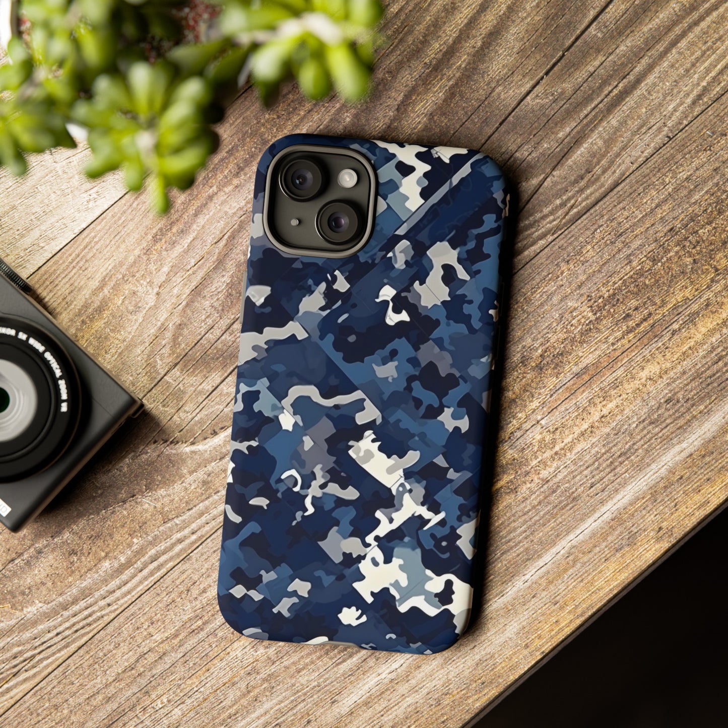 Blue Camo Inspired Tough Phone Cases