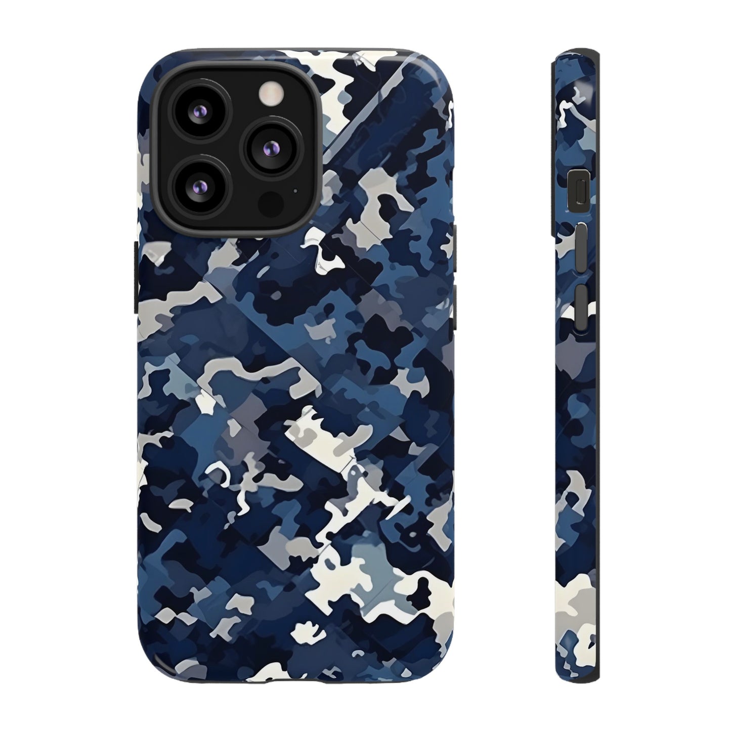 Blue Camo Inspired Tough Phone Cases