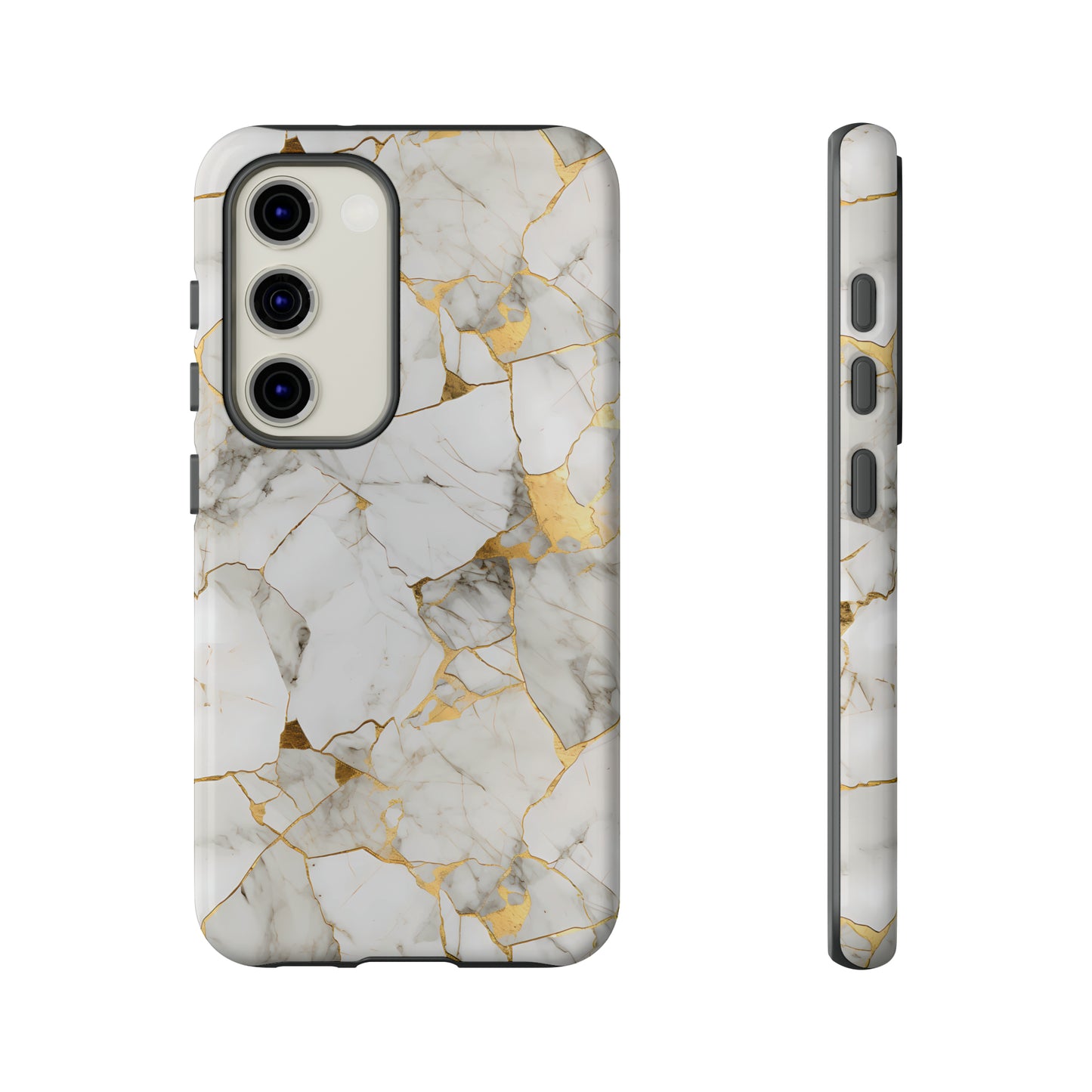 Gold & White Marble Tough Phone Cases