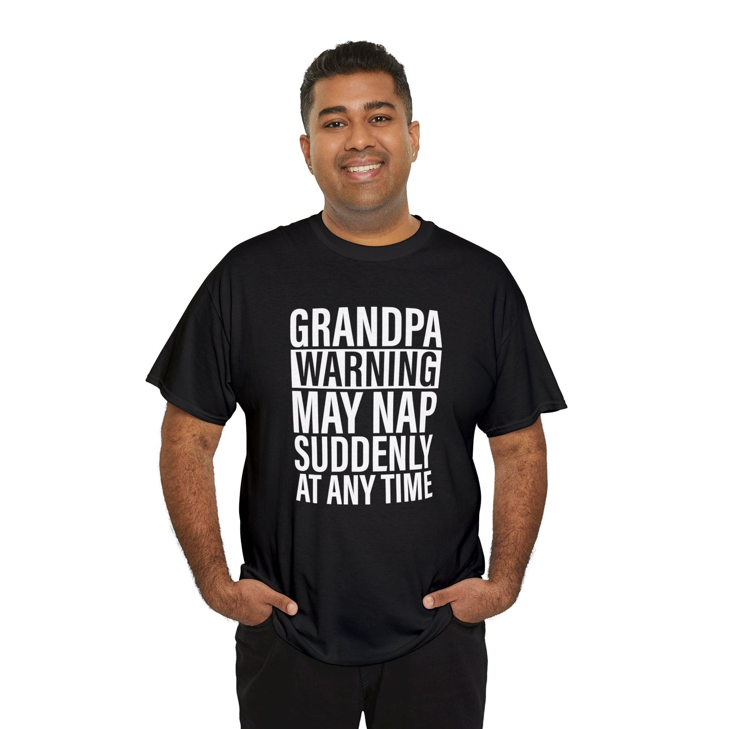 Grandpa Warning May Nap Suddenly Unisex Heavy Cotton Tee