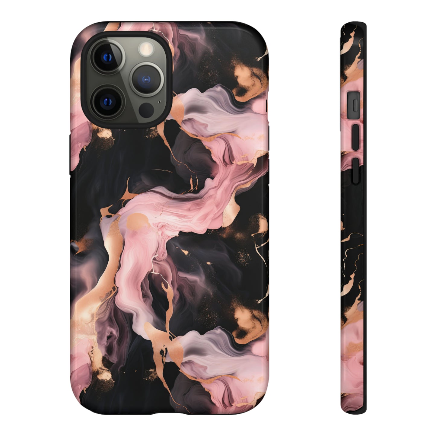 Black & Pink Marble  Tough Phone Cases