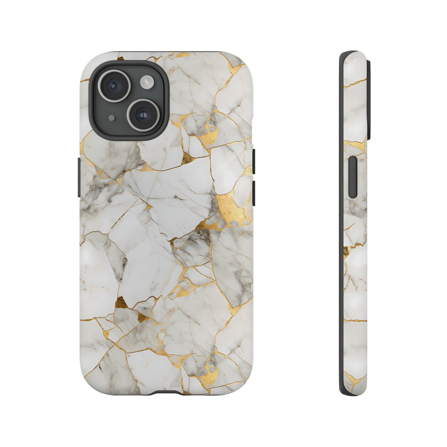 Gold & White Marble Tough Phone Cases