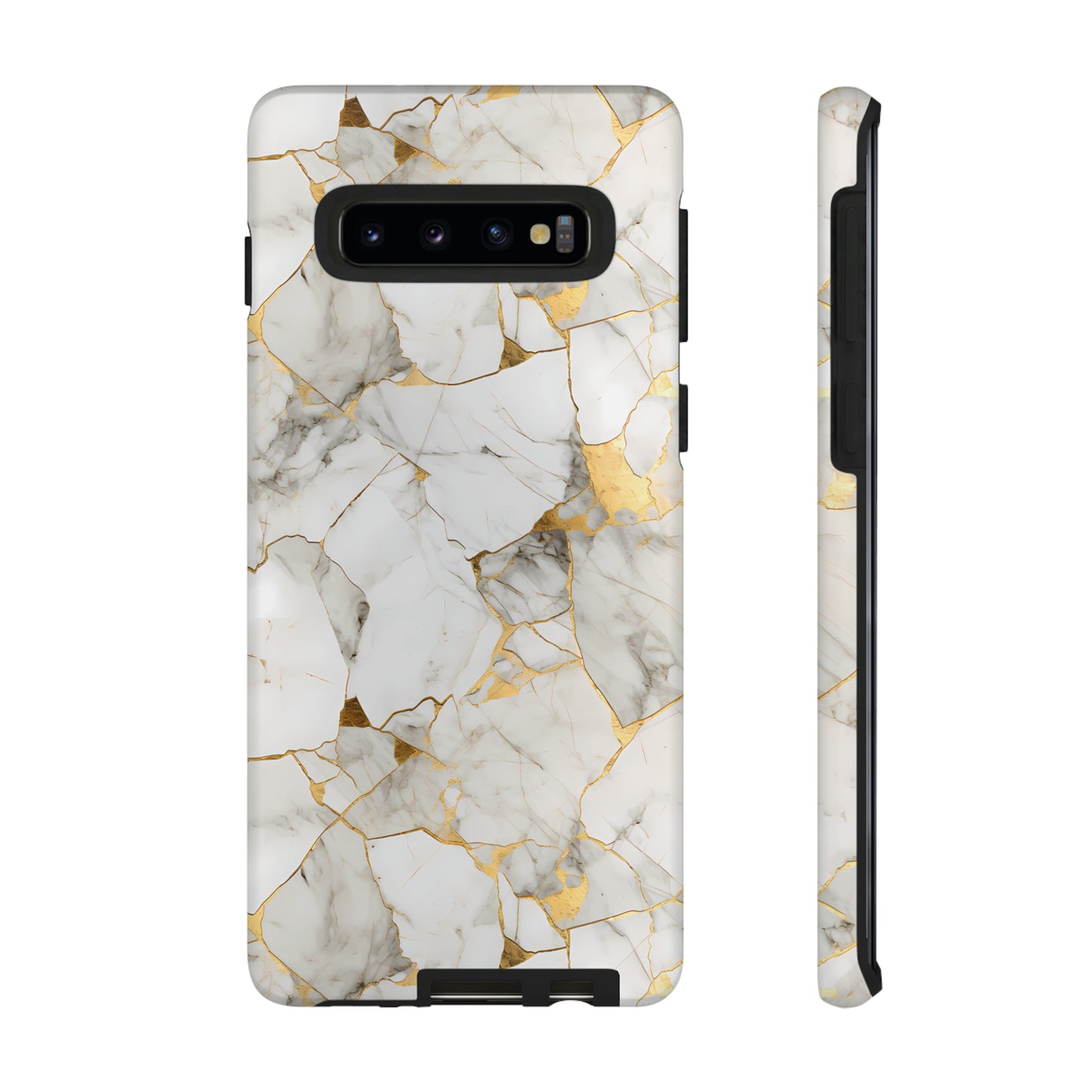 Gold & White Marble Tough Phone Cases