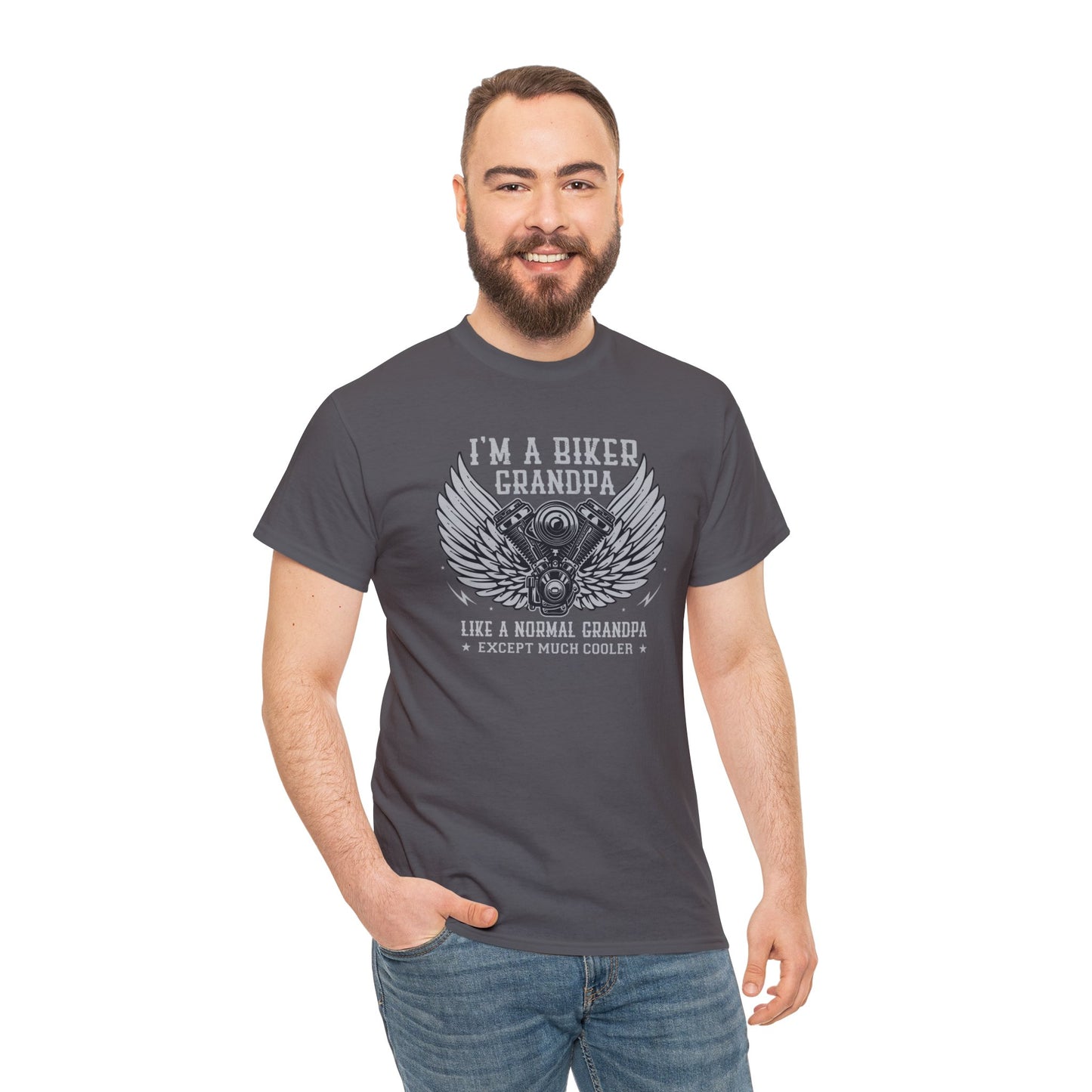 Im a Biker Grandpa LIke a Normal Grandpa Except Much Cooler  Unisex Heavy Cotton Tee